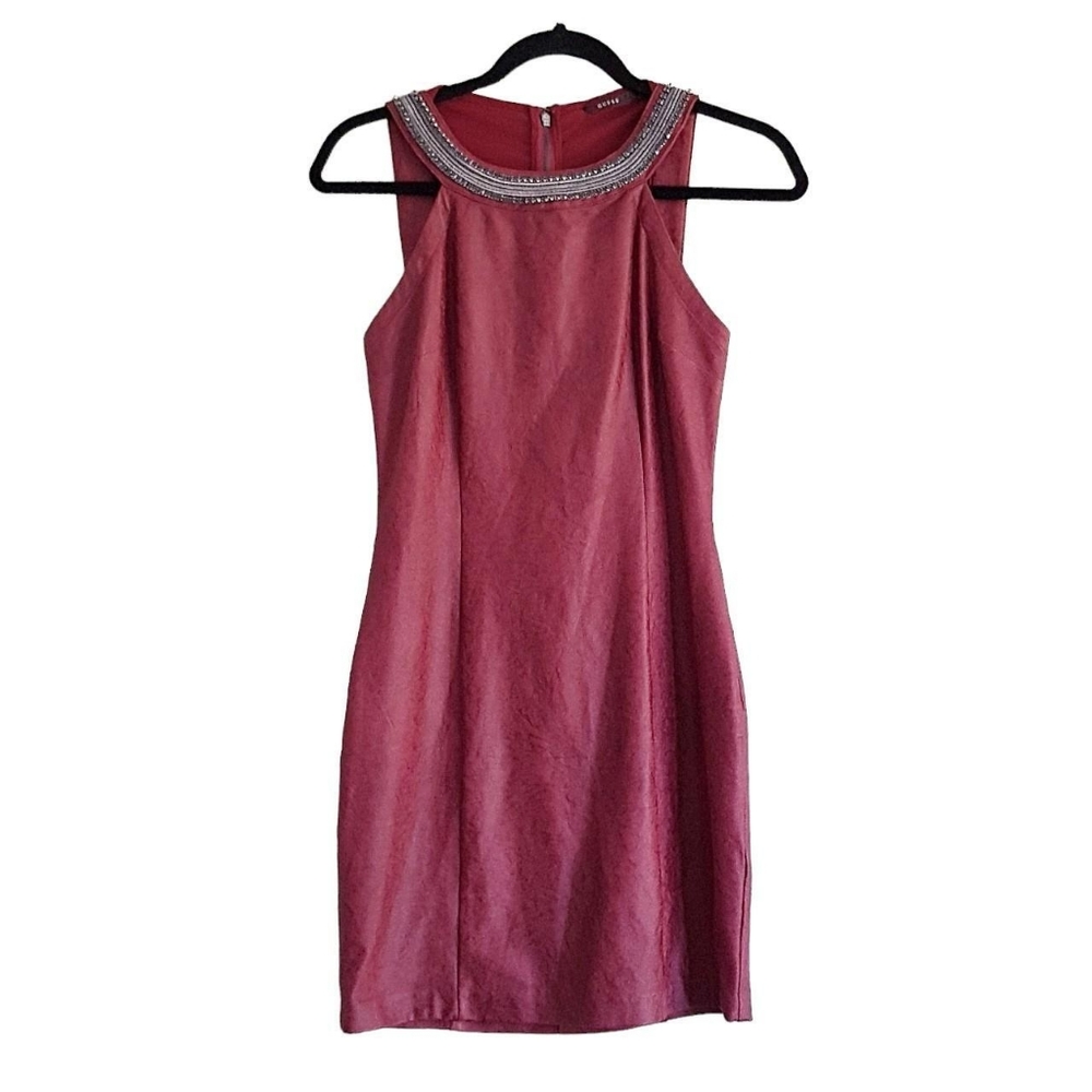 Guess Red Leather Mini Party Dress